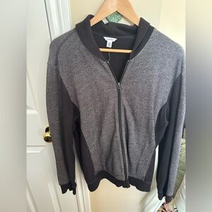 Calvin Klein Gray and Black Zip-Up Bomber Sweater